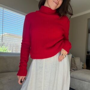 J. Crew Bright Red Turtleneck Sweater